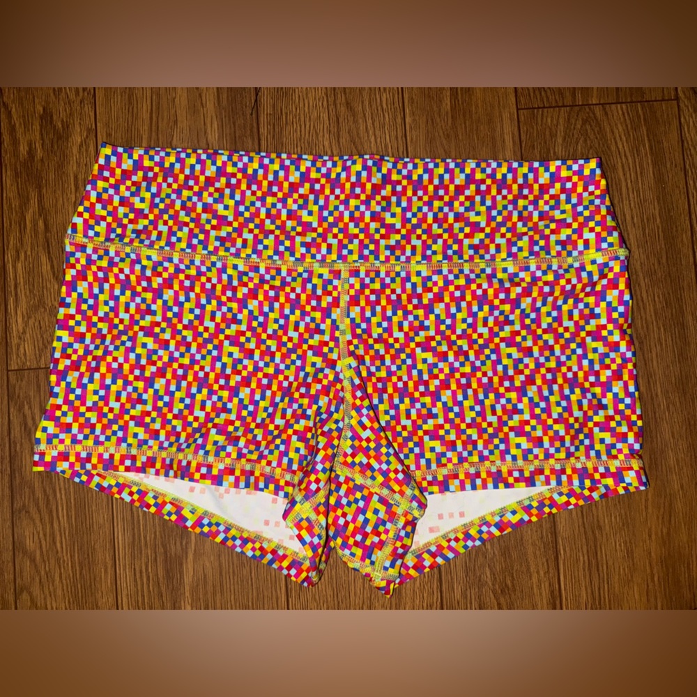 Peachy Athletic XL Multi Colored Pixel Performance Shorts Peachy Fit